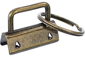 CleverDelights 1.25" Key Fob Hardware with Keyrings 50 st - Antique Bronze Color
