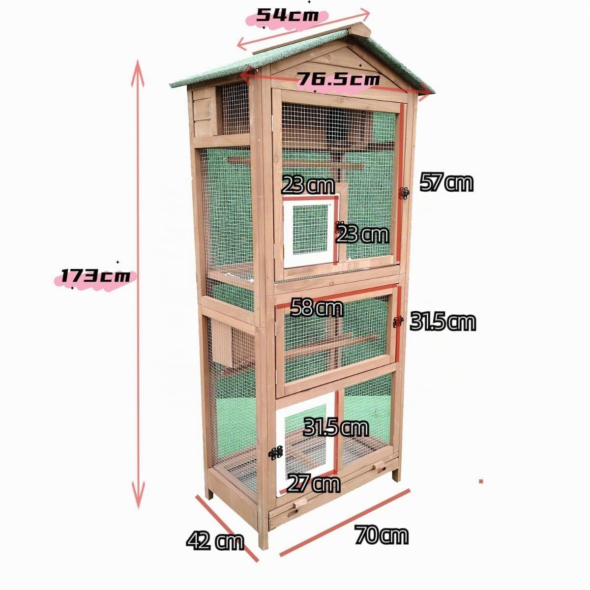 Animal Valley Volière pour Oiseaux en Bois Double Toit Shingle