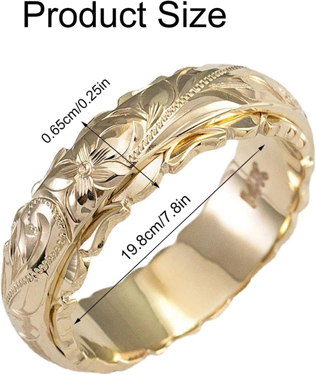 Dainty Engraved Plumeria Flower Ring, 14K Gold Plated Hawaiian Princess Plumeria Flower Scroll Promise Ring Stackable Wedding Engagement Band Jewelry for Women or Men - Image 6