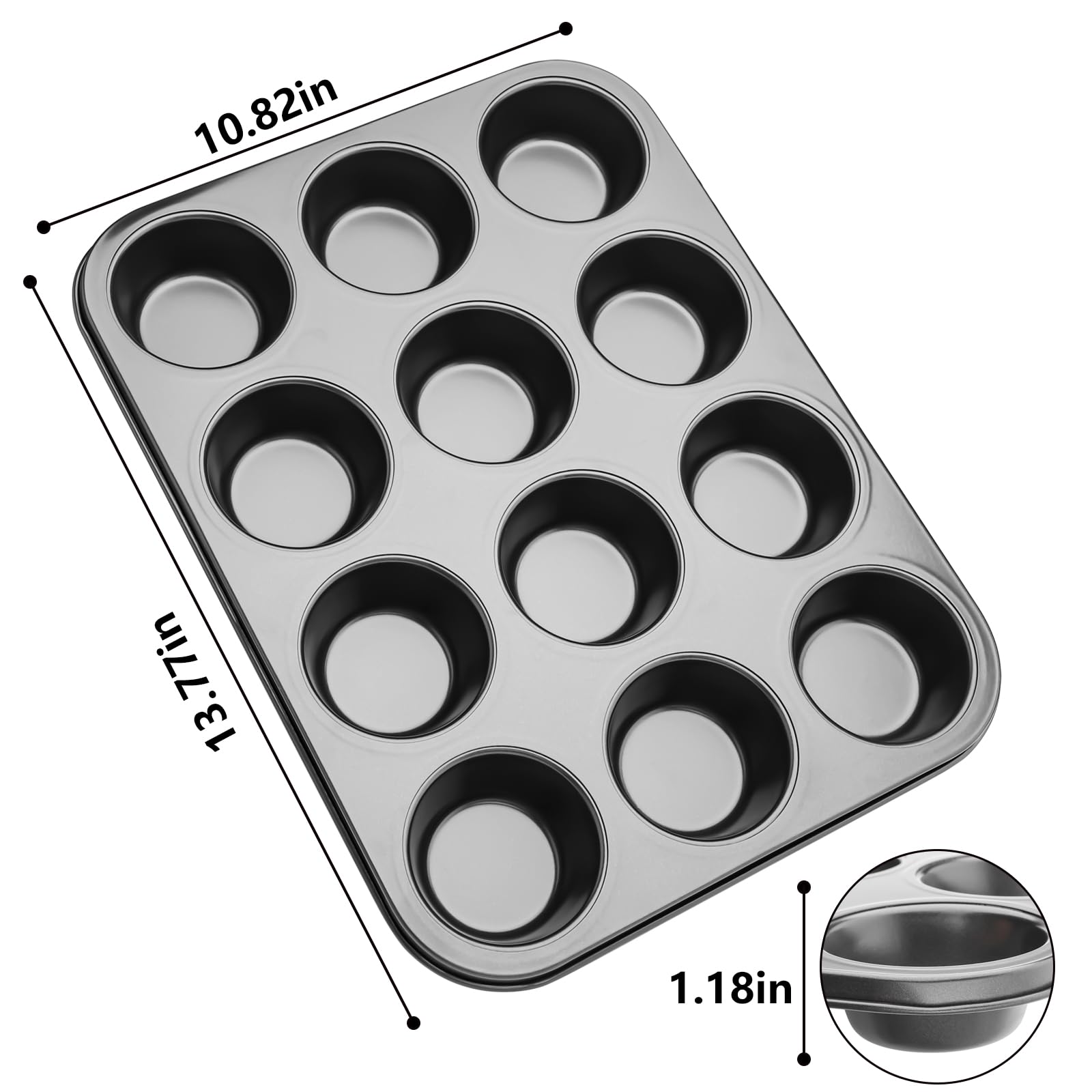 Focus Foodservice 903515 Jumbo Muffin Pan, 3 Rows of 4 Muffins, 1-1/4