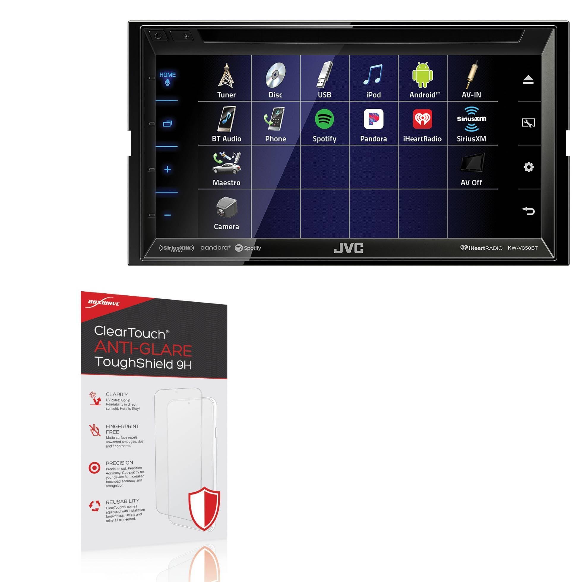 BoxWave Screen Protector Compatible with JVC KW-V350BT - ClearTouch Anti-Glare ToughShield 9H (2-Pack), Anti-Glare 9H Tough Flexible Film Screen Protector