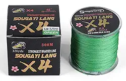 Linha de pesca trançada Sougayilang 300m Super Cast 4 Strands, super forte - resistente à abrasão - linha de pesca sem estiramento
