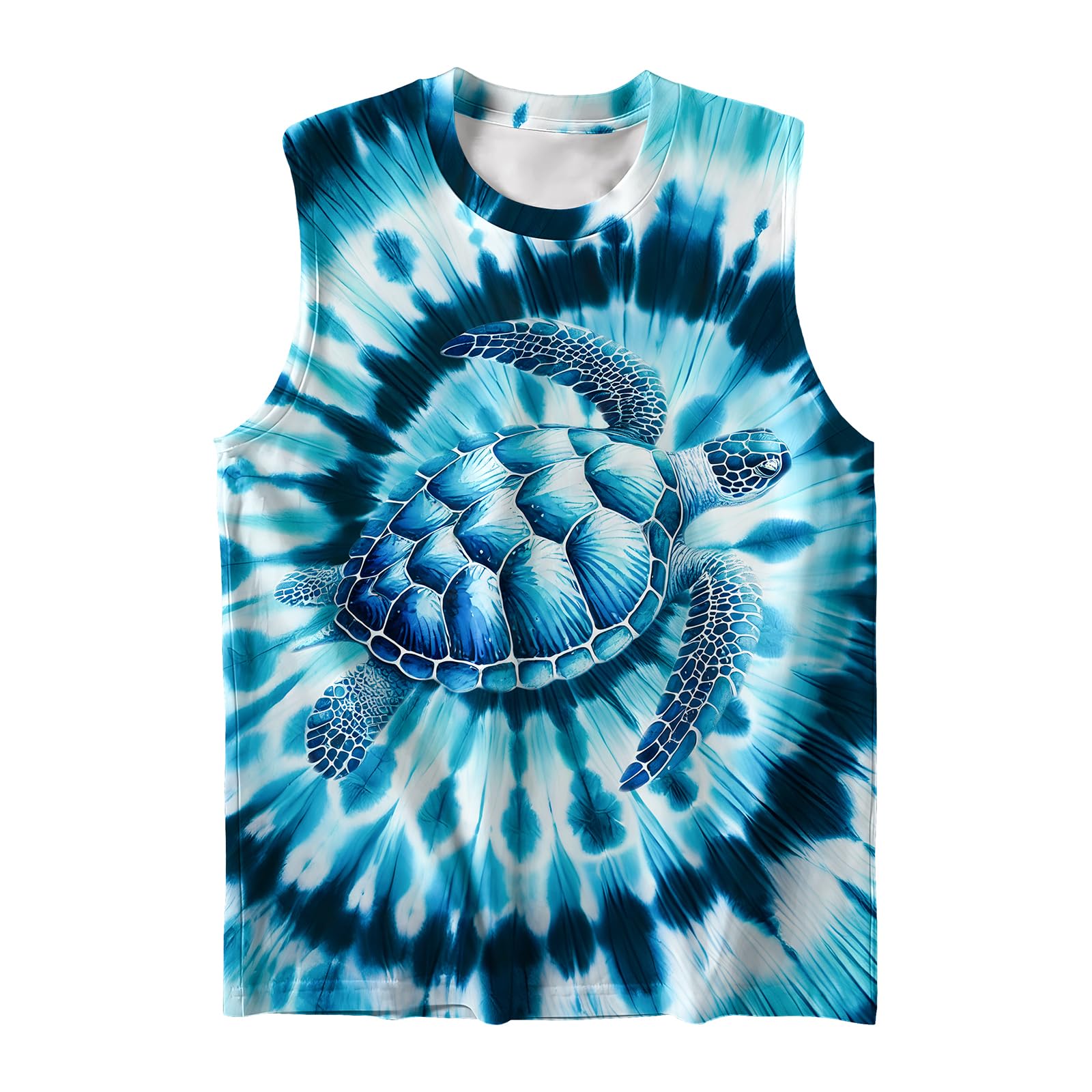 DMPROD Kids Tie Dye Shirt Size 5-14 Years Sleeveless T Shirts Children Tank Tops Hippies Senior Tees for Boys Girls