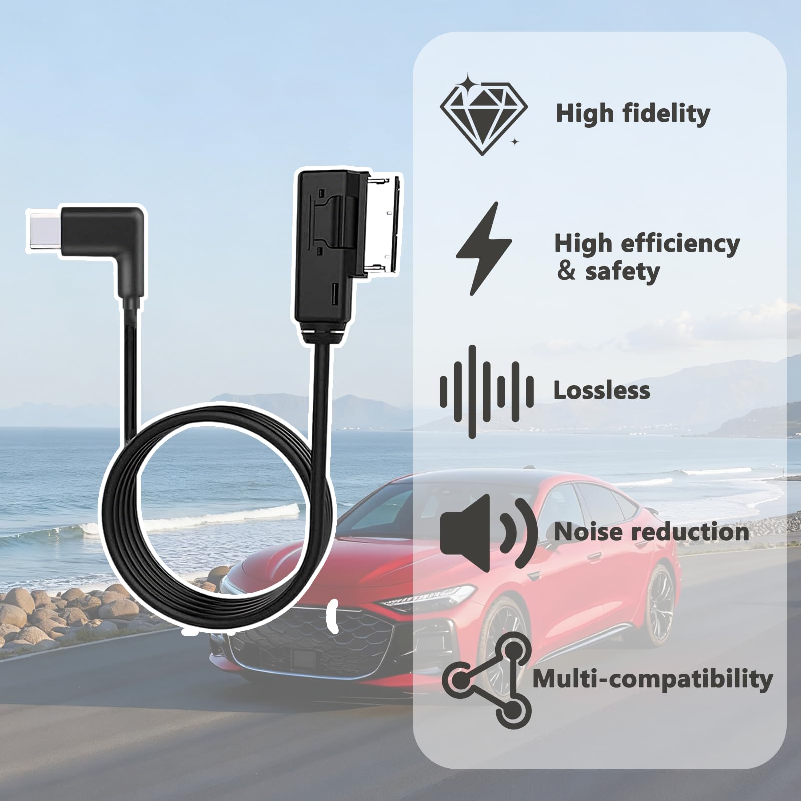 Ami MDI MMI aux câble adaptateur, interface audio de musique avec 3,5
