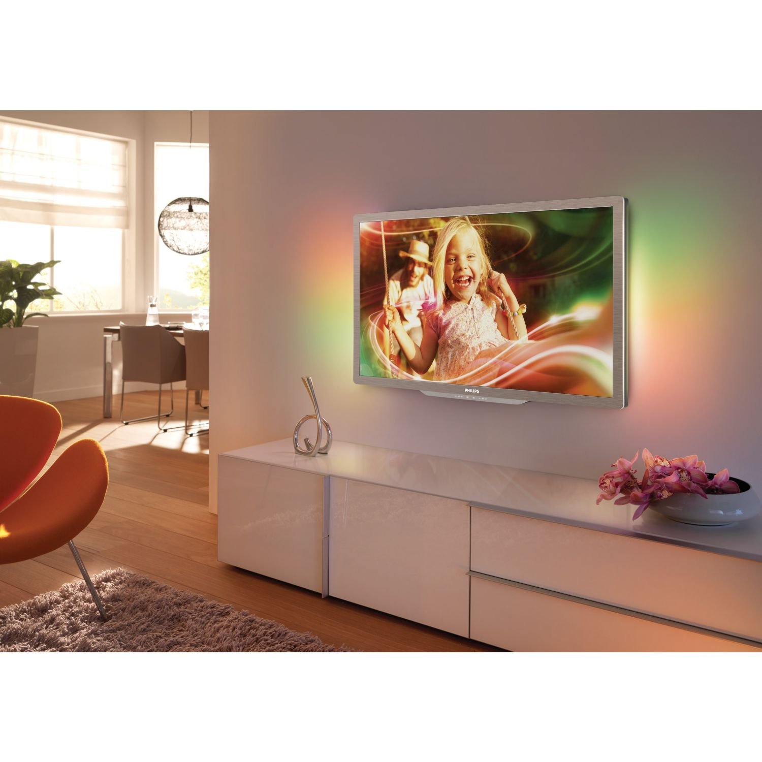 Philips 42PFL7606K/02 TV LCD 42" (107 cm) avec rétro-éclairage LED Technologie Ambilight 3D Full HD Technologie PMR 400 Hz Tuner TNT DVB-T/C/S Smart TV Gris argent (Import Allemagne)