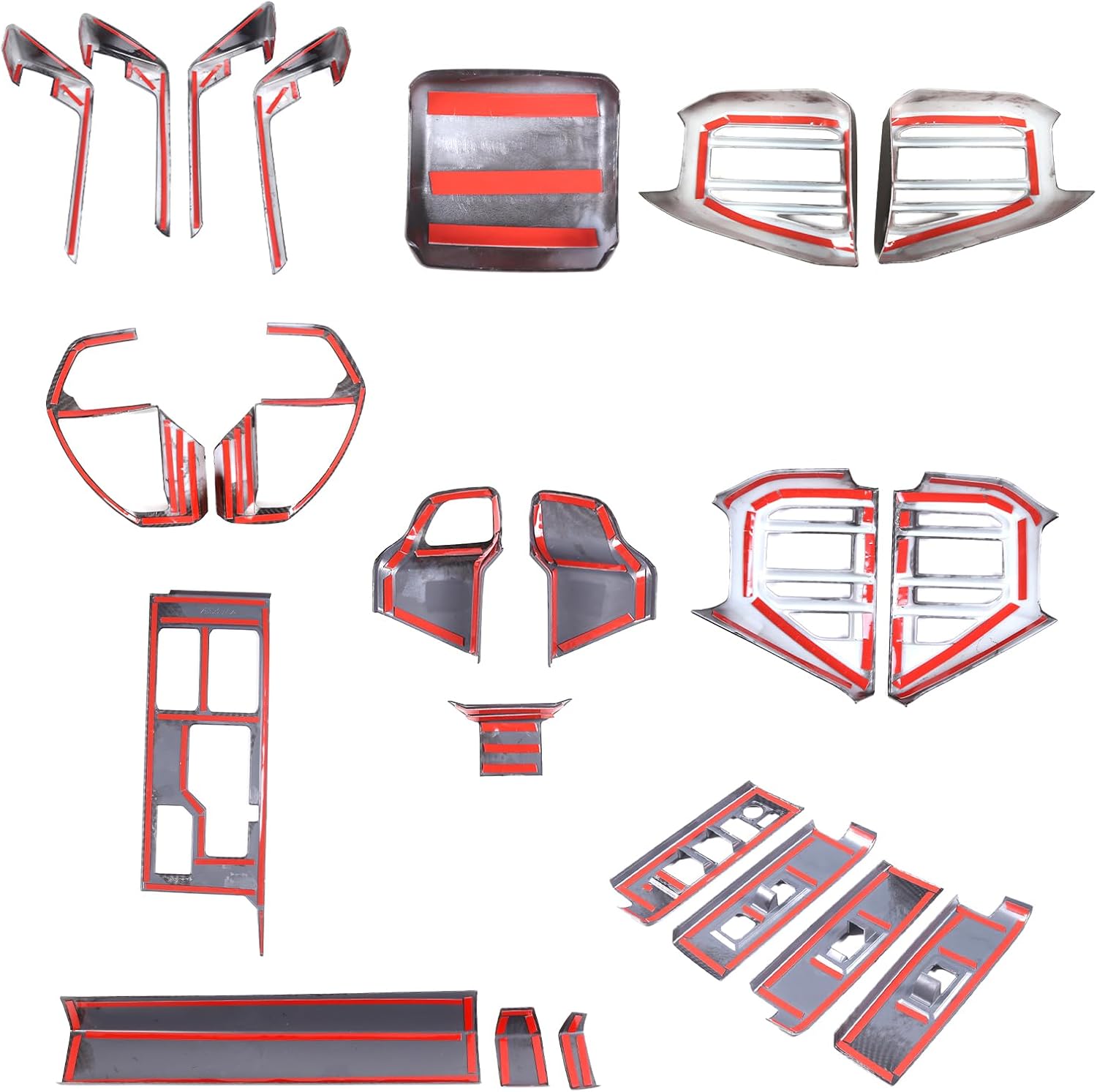 22PCS Full Set Interior Trim Kit Compatible with Toyot@ Tundra/Sequoia 2022-2026 Center Console Gear Shift Panel,Window Lift Switch Panel,Air Vents Cover Interior Accessories (Carbon Fiber)