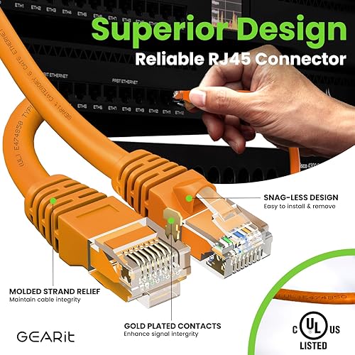 Miniatura 4 de GearIT Cable Ethernet Cat 6 de 1.5 pies y 18 pulgadas (paquete de 24) - Cable de conexión Cat6, cable de conexión Cat 6, cable Cat6, cable Cat 6,