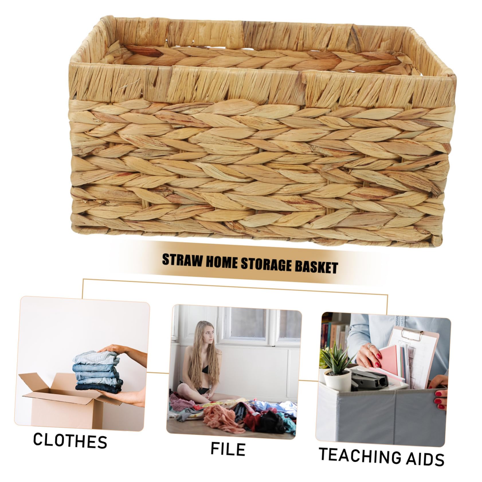 Cabilock Panier De Rangement Tissé Jacinthe Eau Séchée Pour Organisation Maison Bureau Salon Chambre Salle De Bain