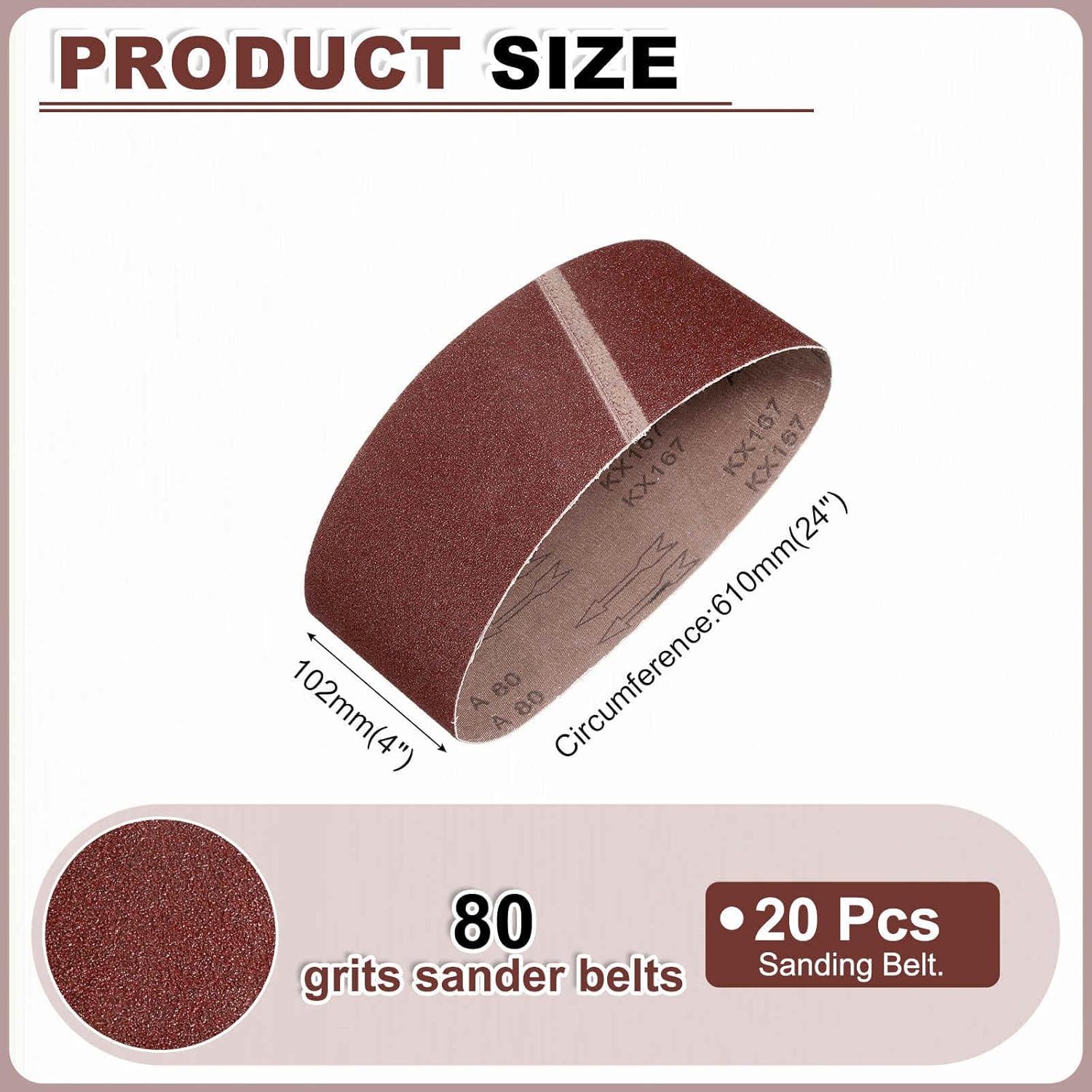 HARFINGTON 4 x 24 Inch Sanding Belts, 20 Pcs 80 Grits Aluminum Oxide Abrasive Belt Sander File Belt for Woodworking, Metal Polishing, Knife Sharpener