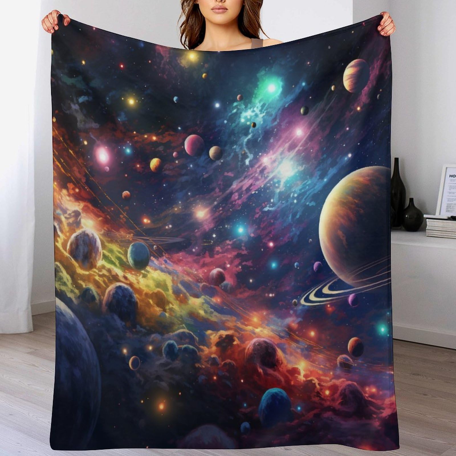 Jeté de lit flannel planète pour vos soirées cocooning sur le canapé