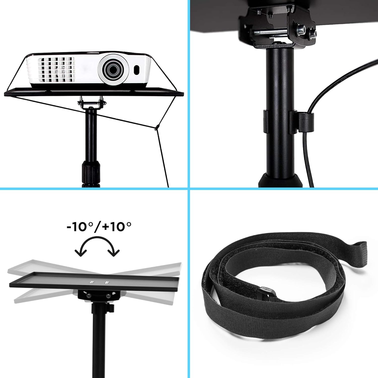 Duronic Table Stand WPS20 Adjustable Height Floor Projector/Laptop Stand with Wheels