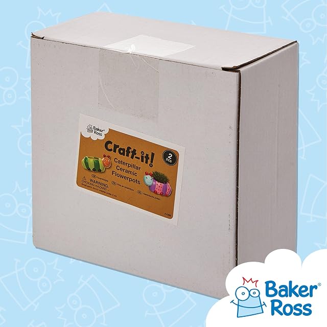 Foto 6 de 6 de Baker Ross Macetas de cerámica con diseño de oruga perfectas para decoraciones creativas infantiles (pack…