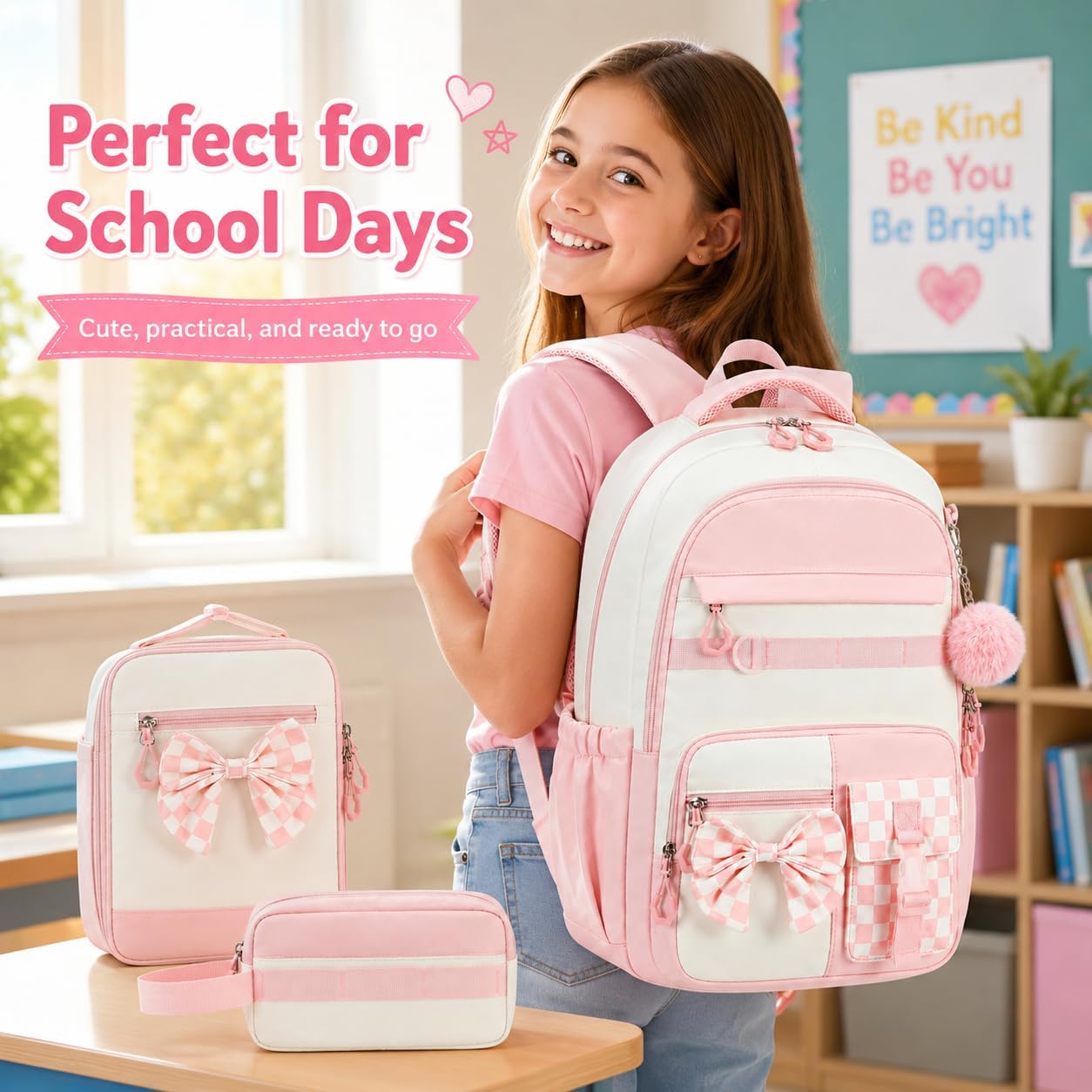 Camtop Girls Backpack Lunch Box Pencil