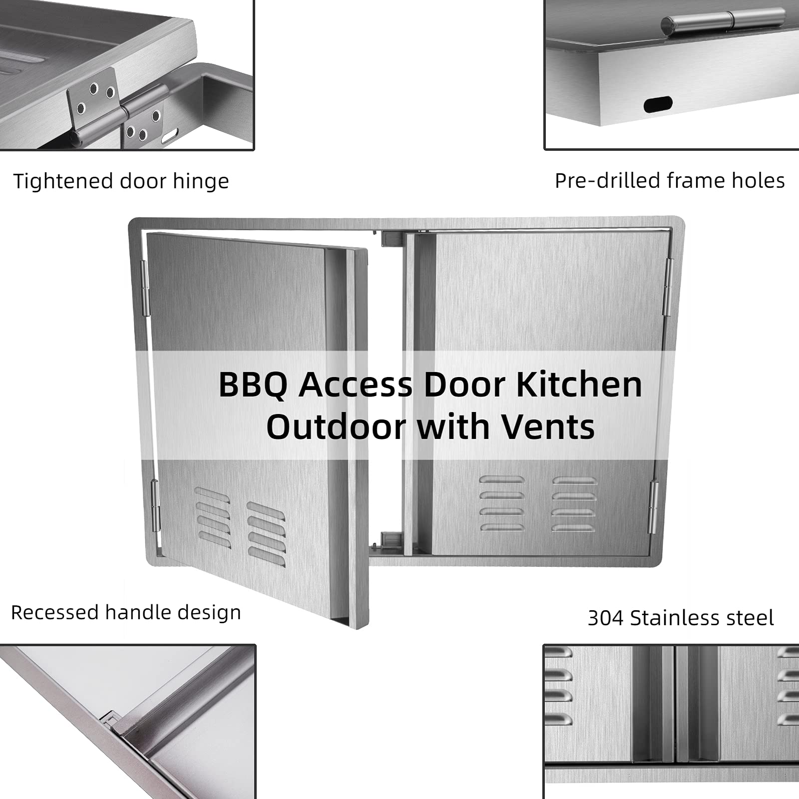 Marada Outdoor Kitchen Doors,304 Stainless Steel Access BBQ Doors with