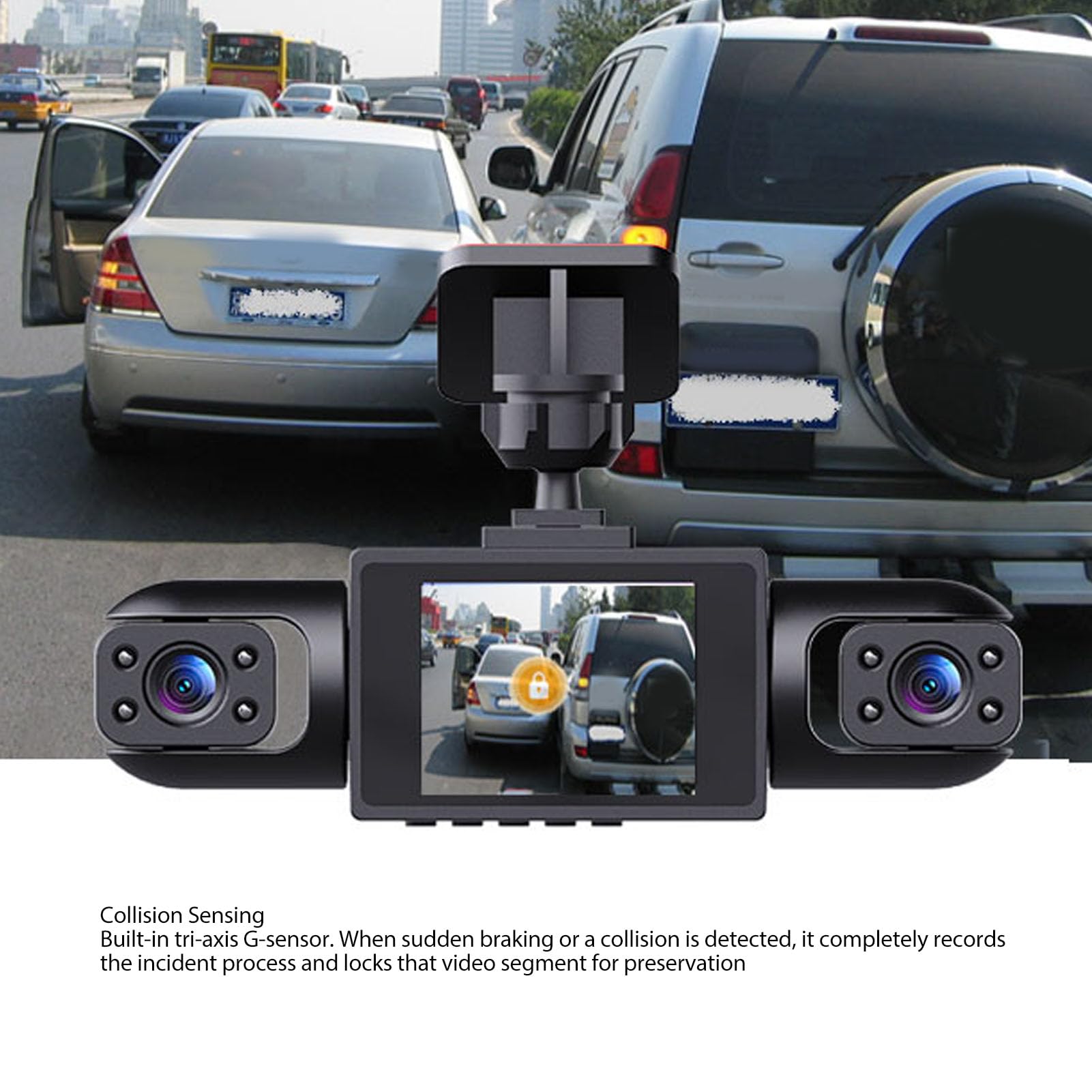 Dash Cam 4K a 4 Canali, Registrazione Frontale Posteriore 1080p, Visione Grandangolare a 360°, Registrazione in Loop, Protezione Continua, per Camion SUV (64GB)