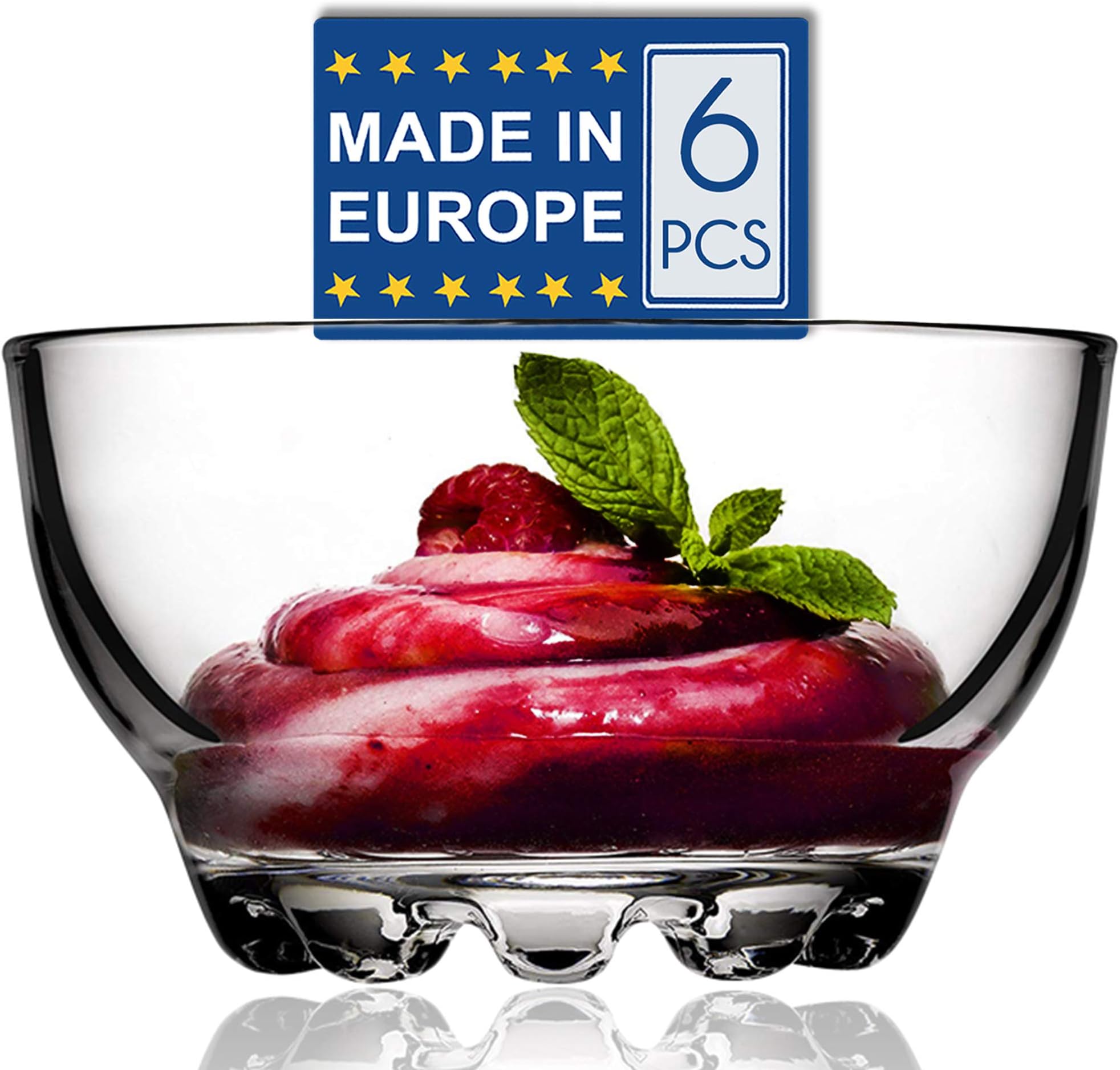 6 Eisbecher Aus Glas 180ml - Transparente Dessertgläser Mit Fuß