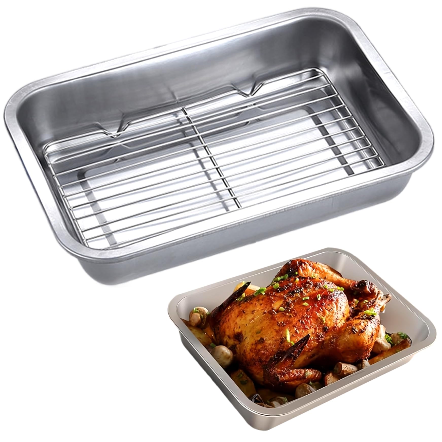Bandeja para asar con rejilla que evita carnes grasientas y pegadas