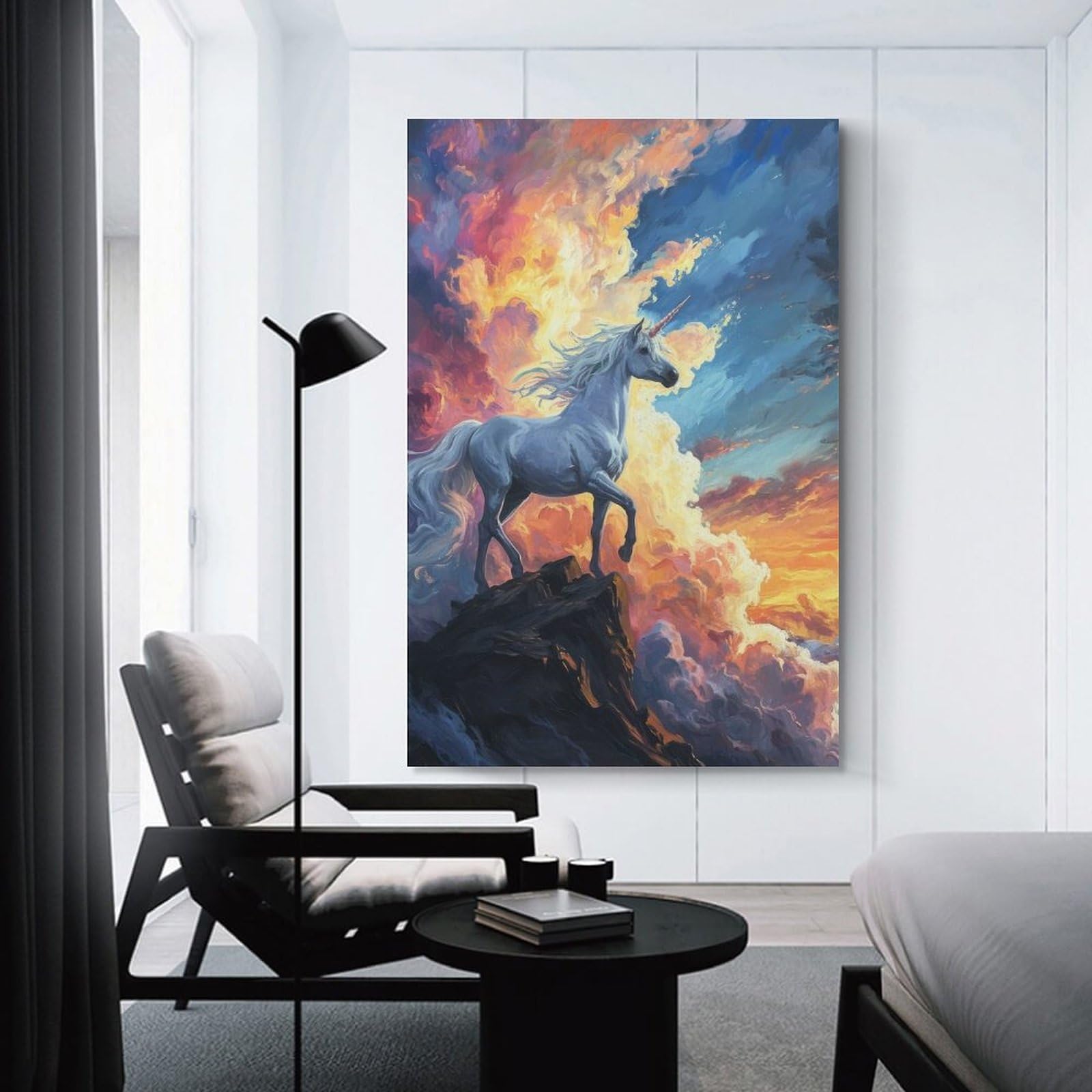Junmoney Mystical Unicorn Sunset Room Decor Wall Art, 20x30inch(50x75cm), for Entrance Spaces, Stair Walls Or Halls, A Stylish Accent for Home Entrances