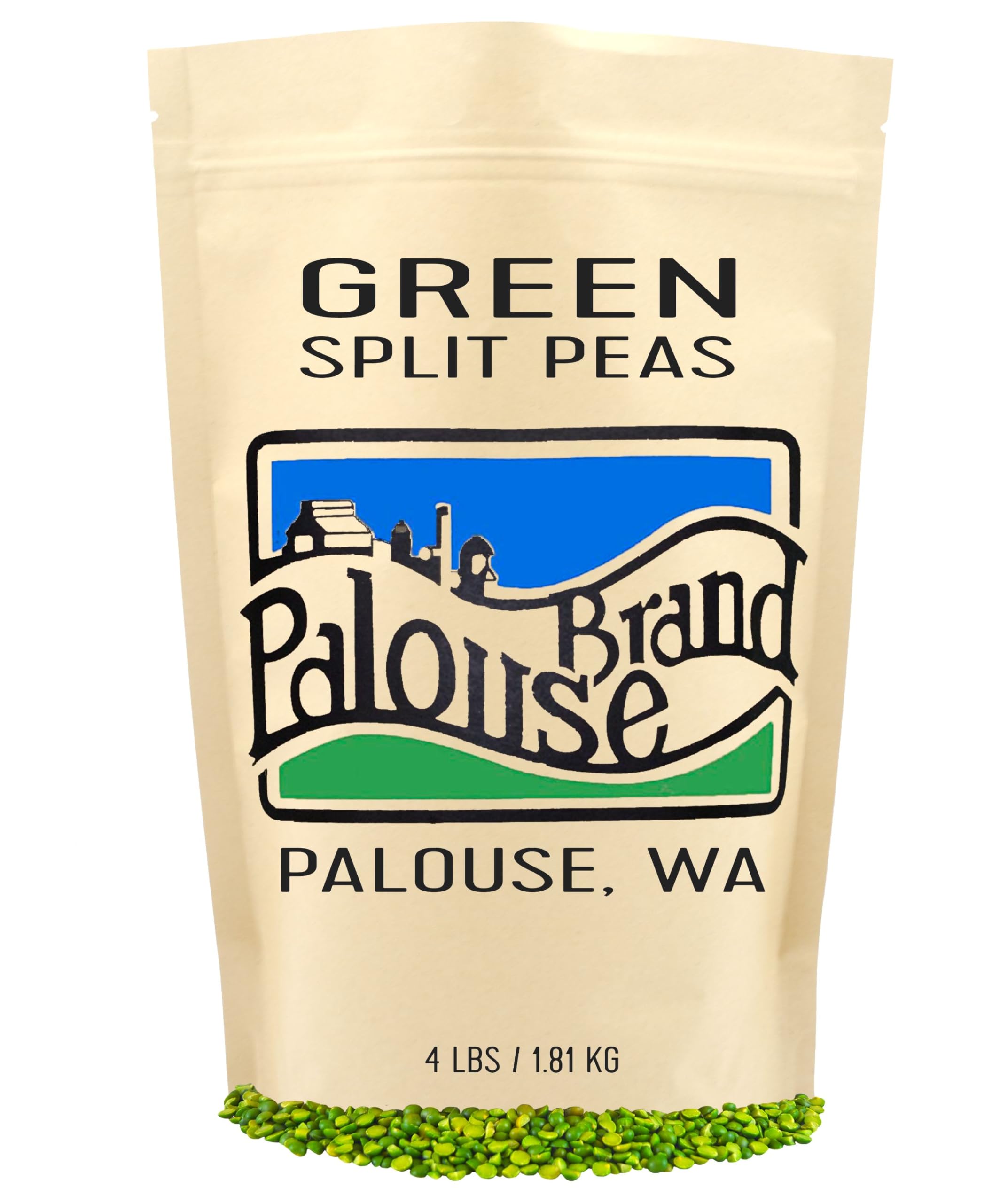 Green Split Peas | 4 LBS | Family Farmed in Washington State | Non-GMO Project Verified | Non-Irradiated | Kosher Parve | Field Traced | Resealable Kraft Bag | High in Protein