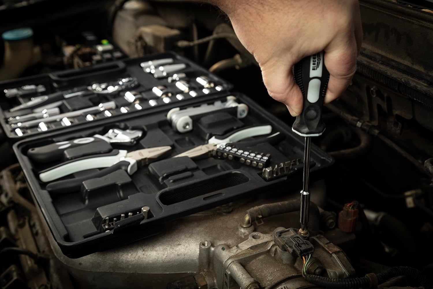 Blackout XP Home Tool Kit/Mechanics Tool Set, 66-Piece, Adjustable Wrench, Multi-Bit Screwdriver, Needle Nose Pliers, Sockets, Ratchet, Allen Wrenches, Spark Plug Sockets, Wrench Extensions and More