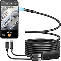 Vista 1 de Cámara de endoscopio USB Anykit con 8 luces LED ajustables, boroscopio con cámara serpiente semirrígida, cámara de inspección IP67 impermeable