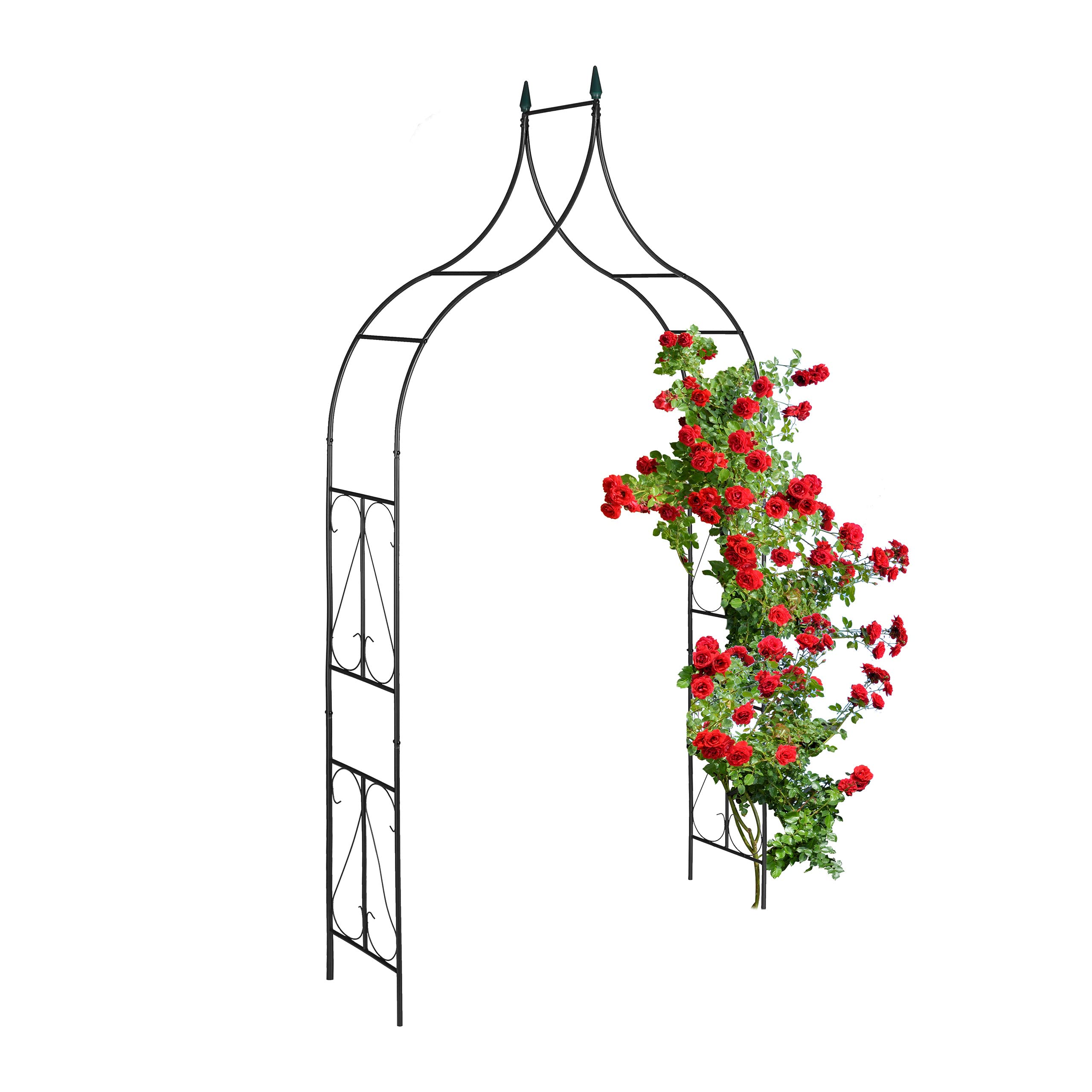 Relaxdays Arche à rosiers, métal, Portail de Jardin, HxLxP : 270x145x37 cm, tuteur Solide pour Plantes grimpantes, Noir