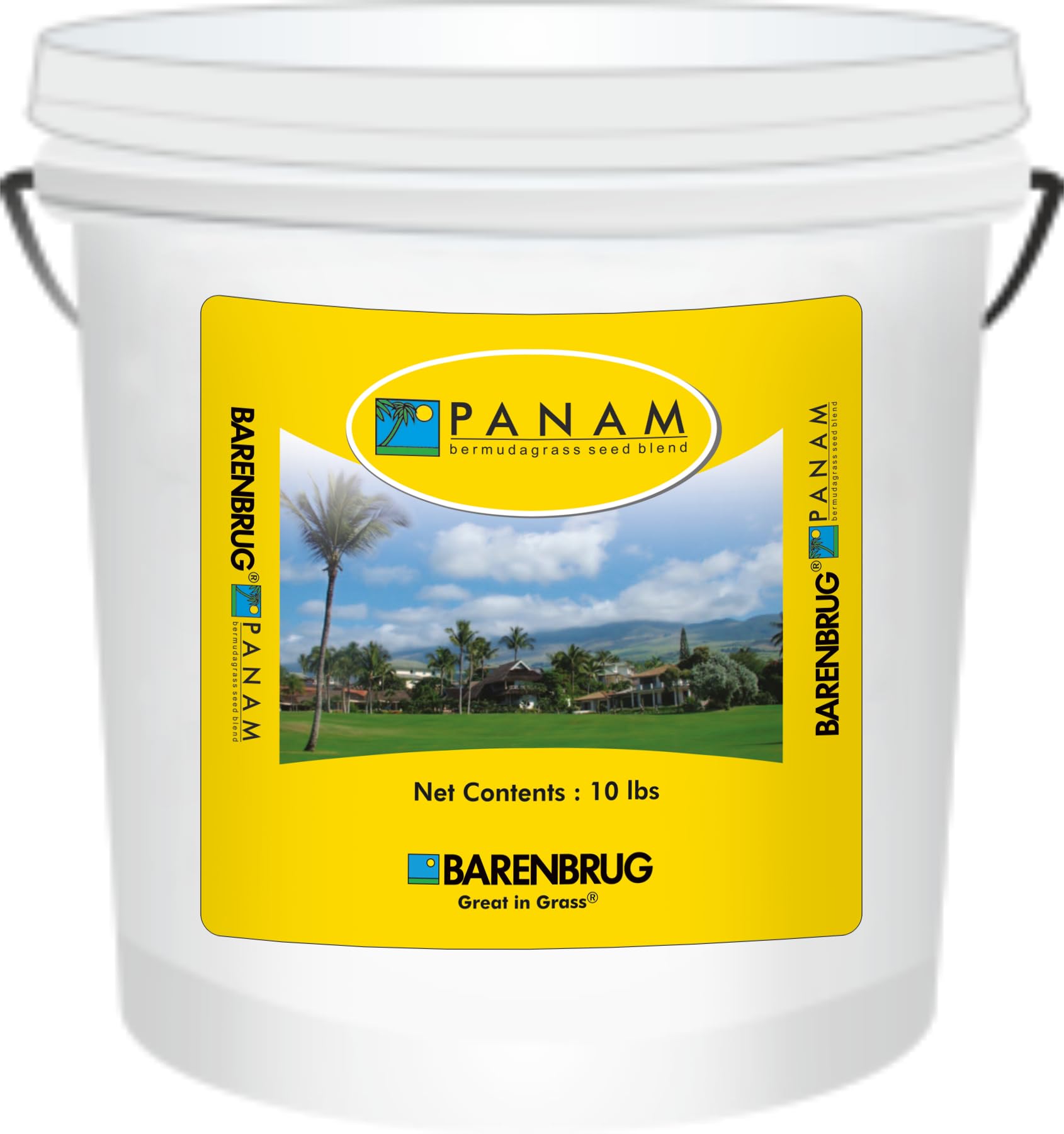 Barenbrug PanAm Bermudagrass Blend | Grass Seeds for Lawns and Gardens | Fast Germination | Yellow Jacket® Technology | Idea for Landscapes, Parks, Bungalows & Farmhouses | 10lb Bucket