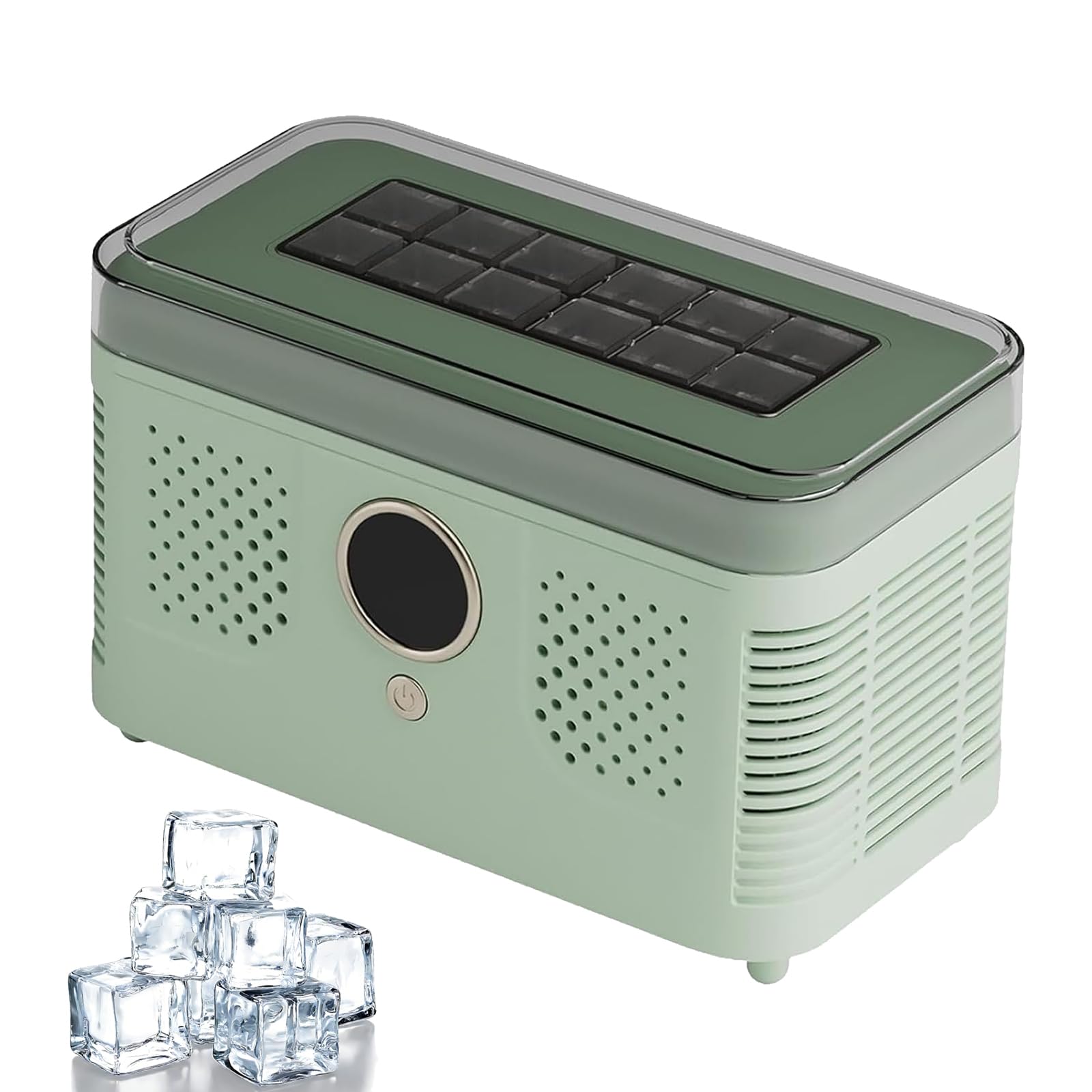 Fabricante de hielo portátil, 12 cubos en 15 minutos, unidad de encimera de cact para el hogar.Diseño De Bajo Ruido, Eficiente Energéticamente 150W.Ideal para Camping Travel RV.Tanque Extraíble Fácilm
