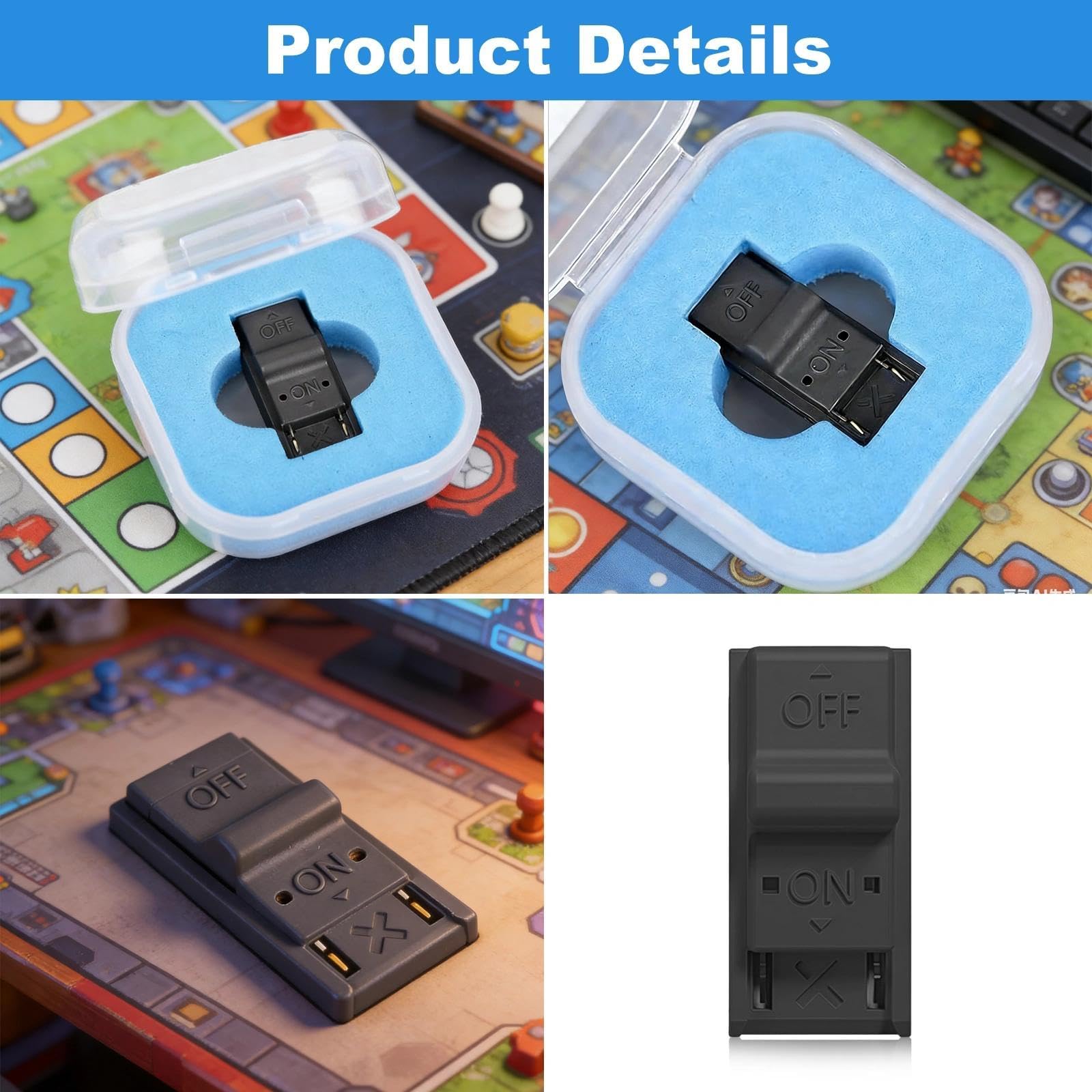 RCM Jig for Nintendo Switch, Gamer Gear RCM Clip for Nintendo Switch with 2 PCS Joystick Caps, Circuit Edit File Tools with Storage Box, Short Circuit Tools for NS Modification (Black) — view 7