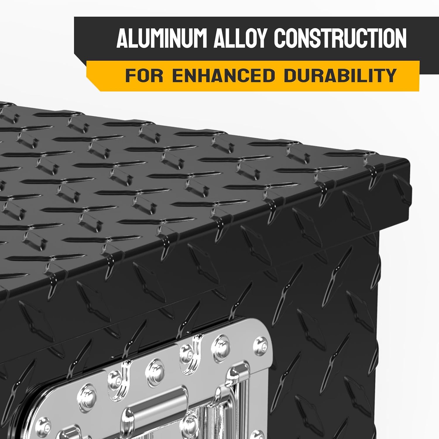 TUFFIOM 39" Aluminum Truck Bed Tool Box, Heavy Duty Diamond Plate Trailer Tool Box with Side Handle & Lock Keys, Tool Storage Organizer Chest for Pick up,Truck Bed,ATV,RV Trailer