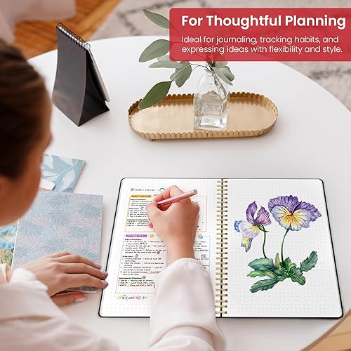 Miniatura 6 de Taja Cuaderno de puntos en espiral, cuadernos de 8.5 x 11 pulgadas para trabajo, diario grande A4 para mujeres y hombres, diario de puntos con