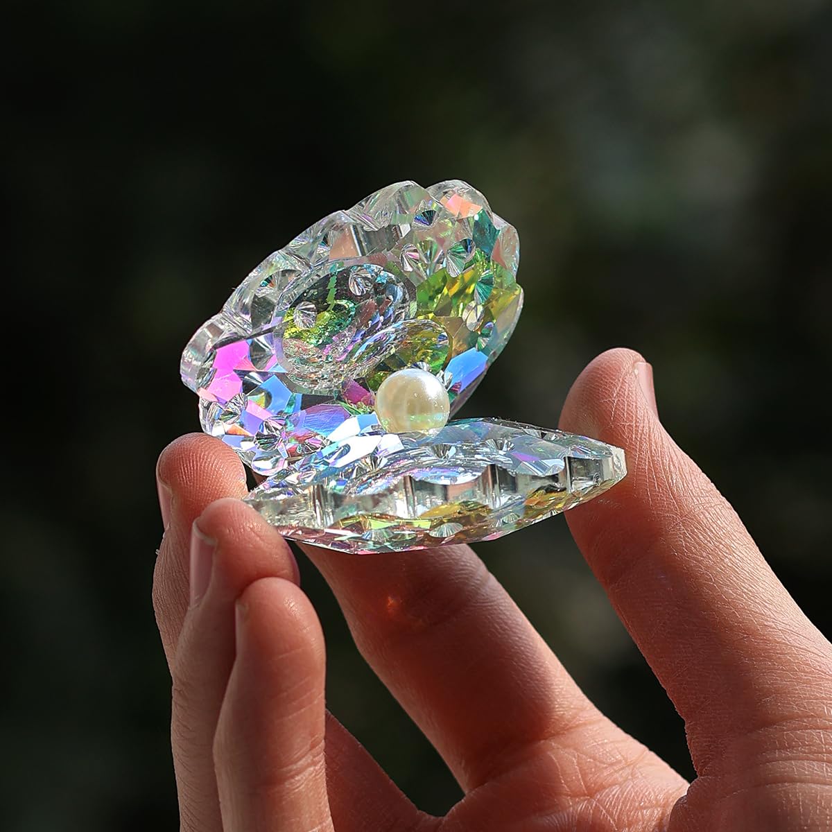 Crystu Feng Shui Glass Oyster with Pearl Vastu Items for Home for Money, Glass Oyster Showpiece, Oyster with Pearl for Good Luck and Prosperity