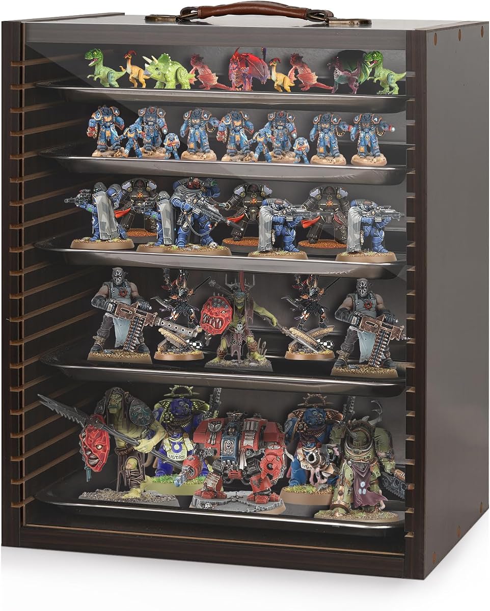 Estuche de transporte en miniatura, vitrina de madera para figuras de acción, negro | Almacenamiento en miniatura, Vitrina en miniatura, Estuche de transporte en miniatura, Estante de exhibición para coleccionables y minifiguras