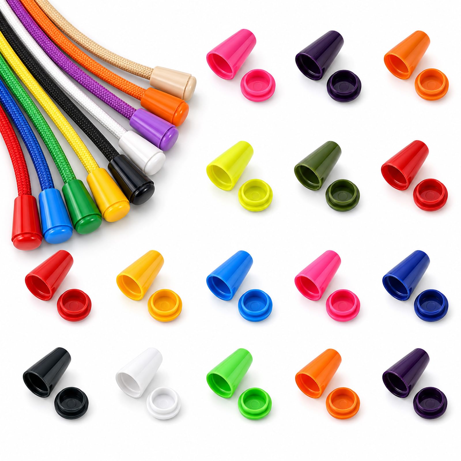 Sorcristy 100 Pack Bell End Stopper Cord Rope Ends Locks Paracord End Caps