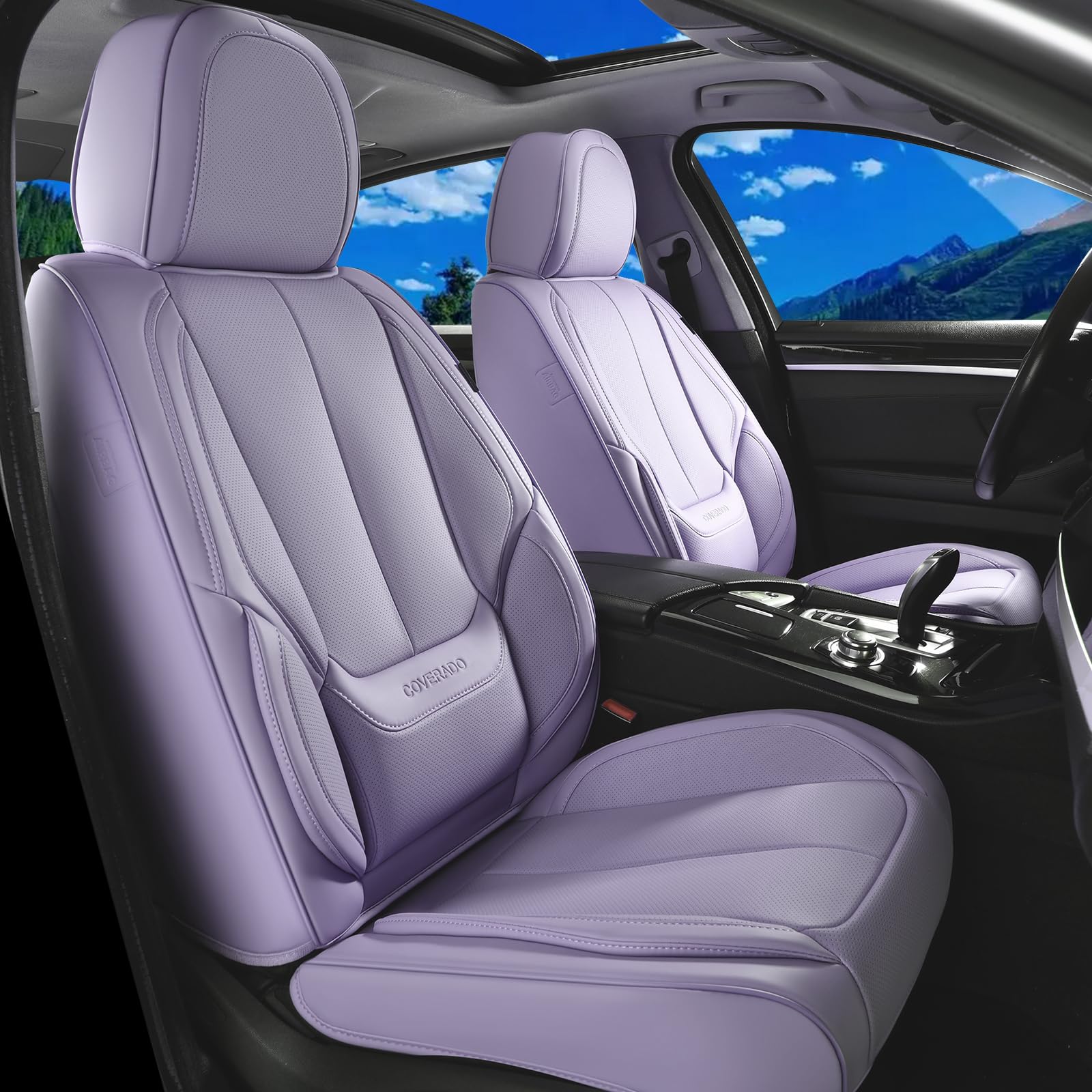 Coverado Front Seat Covers, Car Seat Cover Custom Fit for Honda Toyota BMW Chevrolet Hyundai Acura Subaru, Waterproof Leather Car Seat Protector
