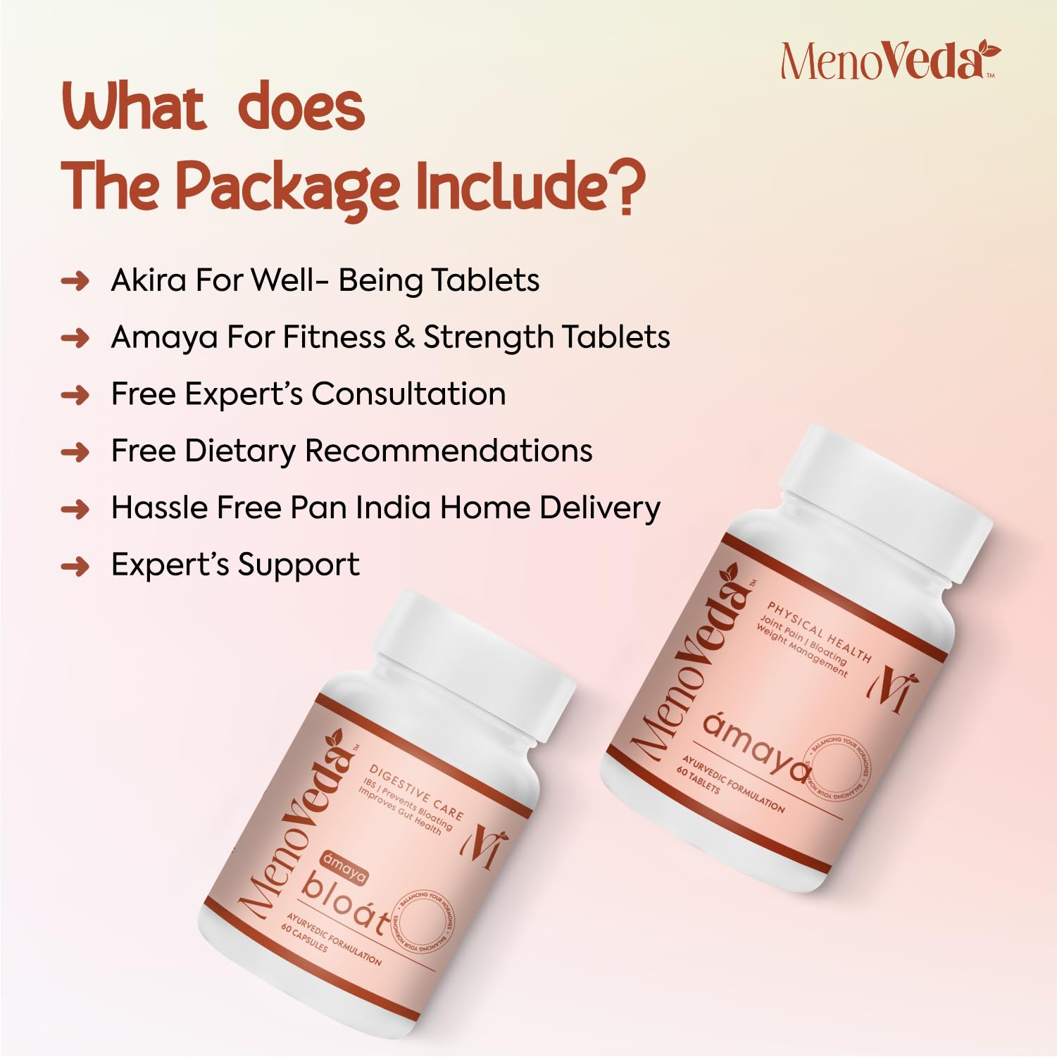Menoveda Amaya & Bloat Combo | Ayurvedic Multivitamin For Women 40+ Nearing Menopause - For Improved Joint health, Fitness, Strength, IBS & Gut Health | Reduces Bloating & Indigestion - Pack Of 2 4