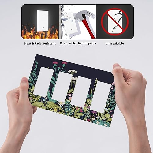 Miniatura 275 de Placa de pared dúplex de receptáculo de dispositivo de 1 gang de madera envejecida blanca gris con veta de tablón, cubierta de enchufe eléctrico de