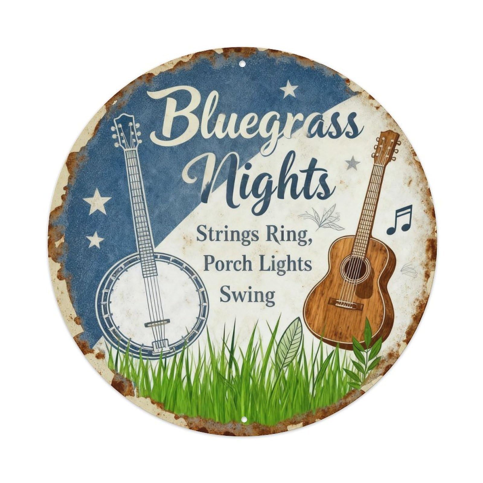 Bluegrass Nights Country Decor Metal Tin Sign Plaque