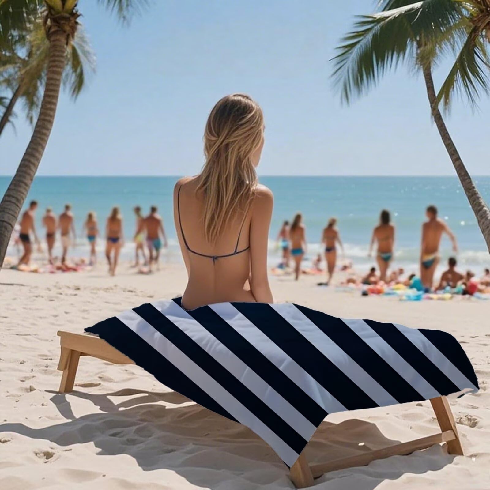 Ręcznik plażowy w paski ręczniki plażowe dla dorosłych 220 x 100 cm prostota ręcznik z mikrofibry ręcznik kąpielowy bez piasku, chłonny szybkoschnący lekkie akcesoria plażowe do pływania, wakacji