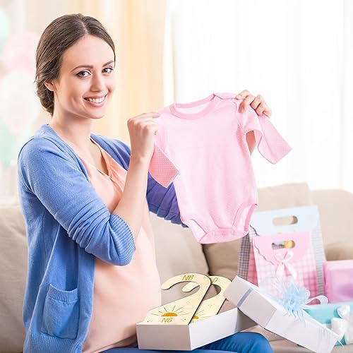 Miniatura 5 de Whaline 8 piezas de tamaño de armario de bebé divisores de madera para armario de bebé, organizador bohemio de diseño de sol colgante de madera