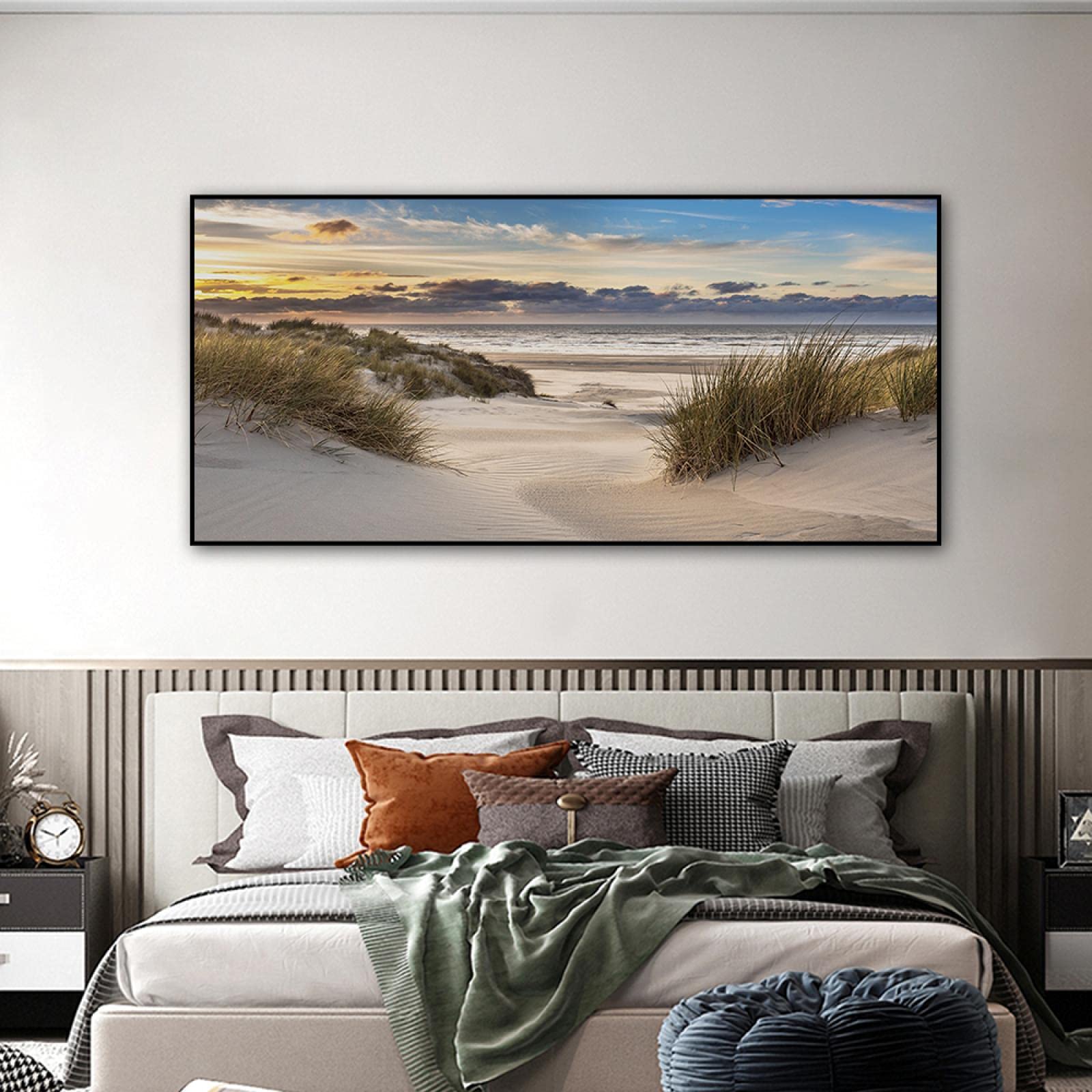Guying Art Frameless Nordic Sea Beach Road Wall Art Landscape Canvas Paintings Modern Poster And Prints Pictures For Living Room Home Decor 60X120cm(24X47in)