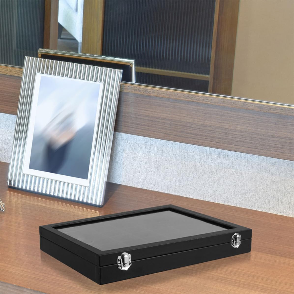 Boîte de Collection de Pierres 2 Pièces, 36 Compartiments, PU Noir