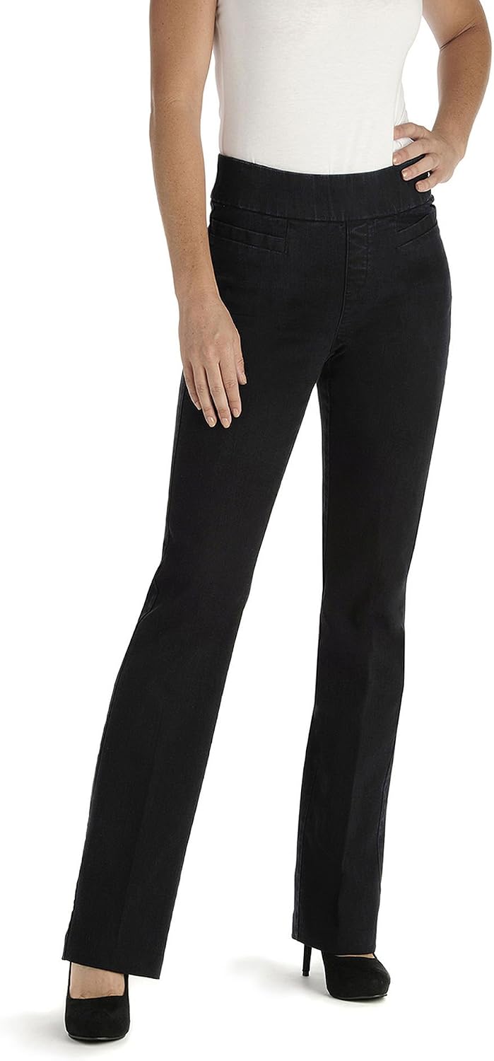 Lee Women's Petite Natural Fit Pull On Barely Bootcut Pant