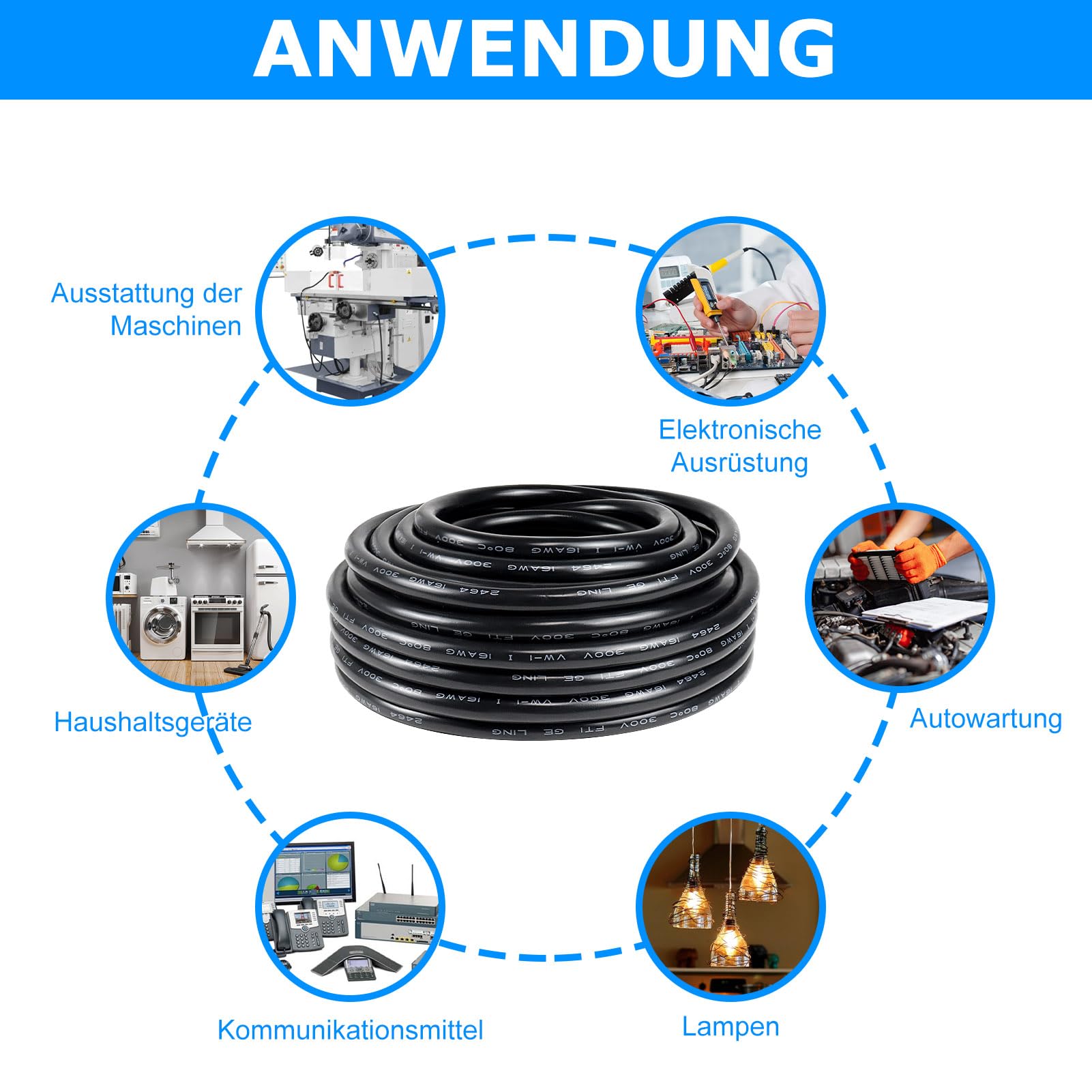 30 m 16AWG 4 x 1,5 mm² kabel elektryczny, 4 żyły kabel 5 V/12 V/24 V/300 V, kabel zasilający, ocynkowany kabel miedziany, elastyczny i miękki, niska impedancja, wysoka odporność na temperaturę,