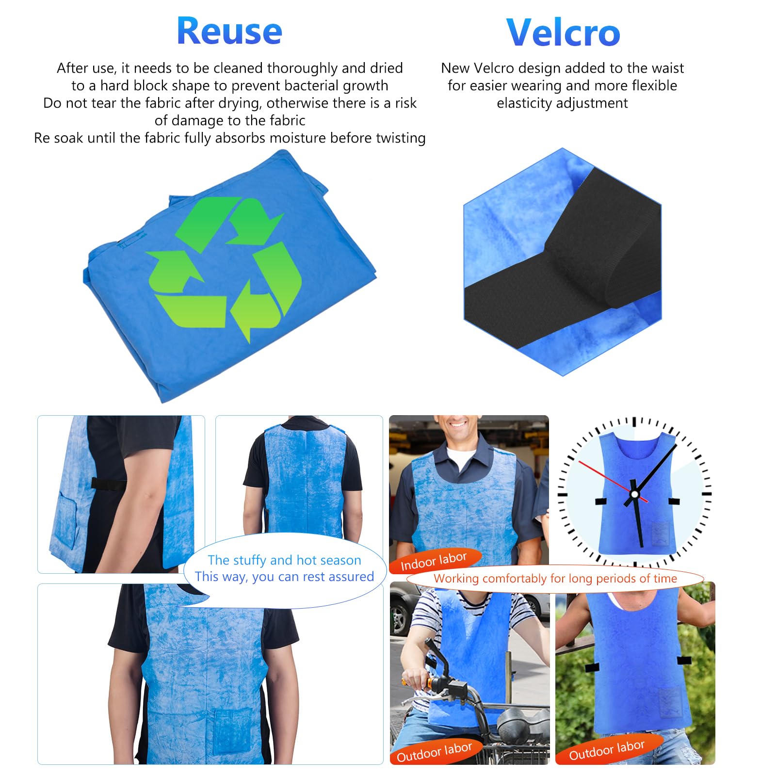 Gilet Réfrigérant pour Hommes | Gilet de Sécurité de Refroidissement Respirant | Gilet Réfrigérant de Sport | Gilet Réfrigérant Réglable en PVA | Gilets de Travail D'extérieur pour Hommes et Femmes