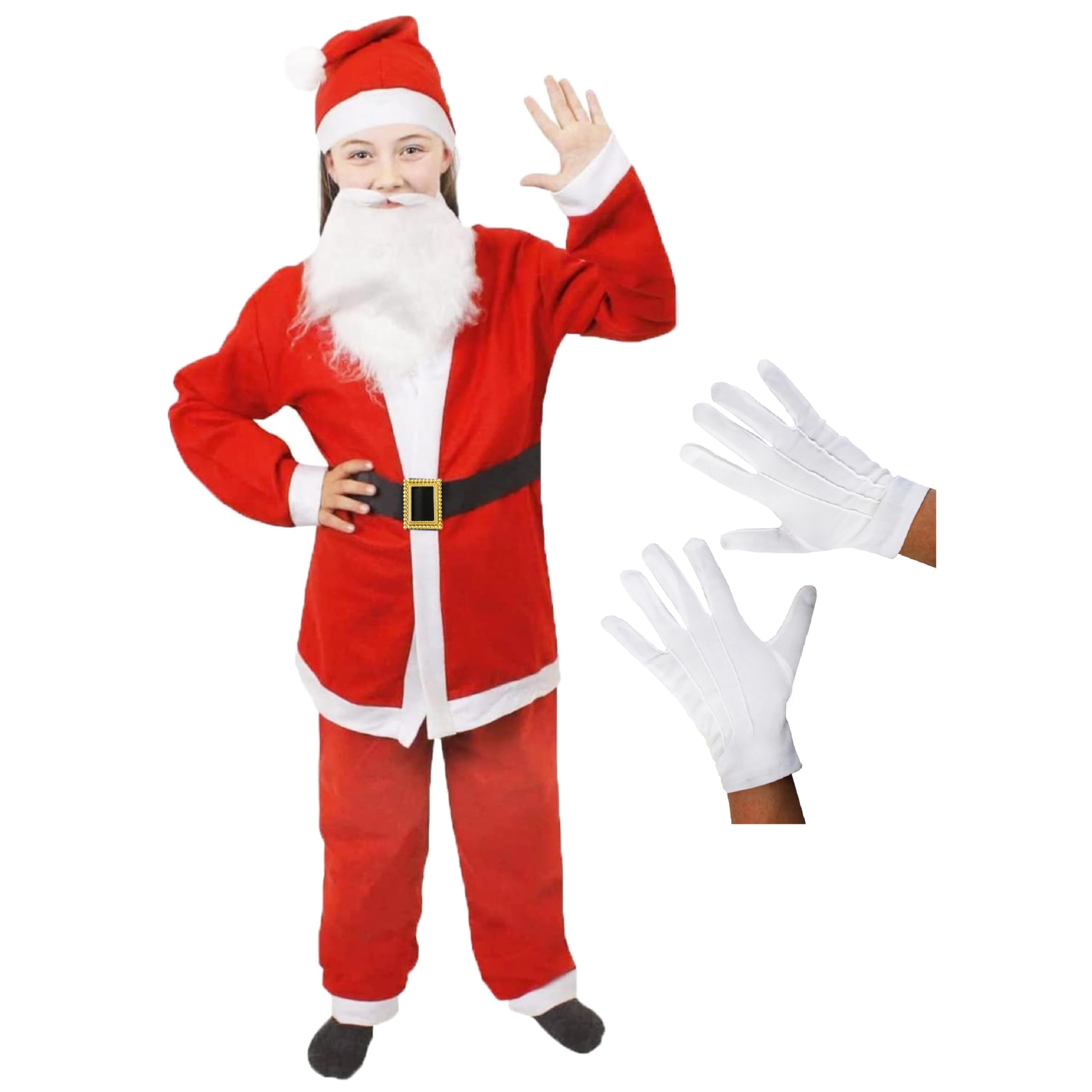 Costume De Père Noël 5 Pièces Pour Homme - Taille XXXL, Veste Et Pantalon Rouges, Bonnet, Barbe, Ceinture