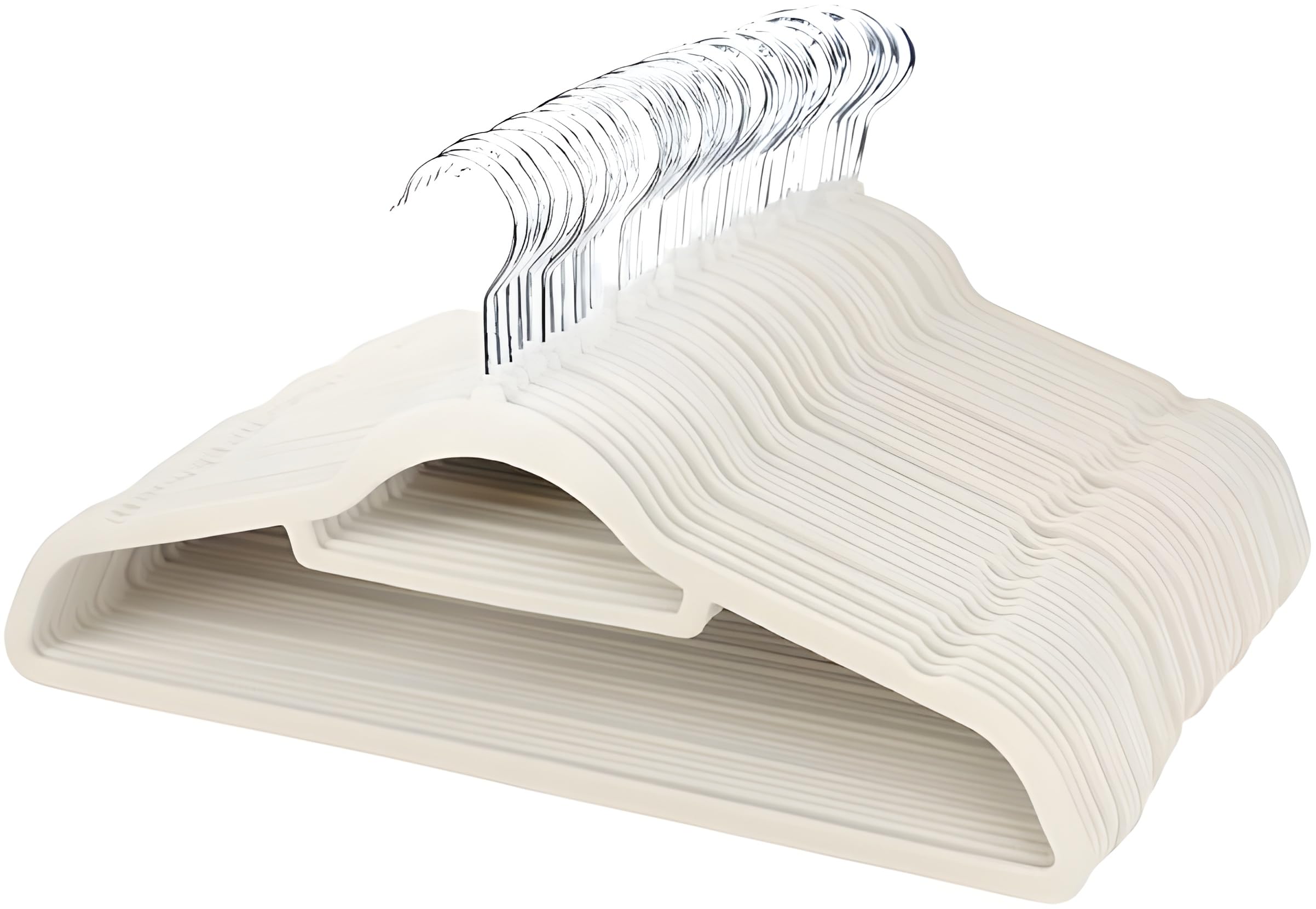 20 Pack Velvet Coat Hangers – Non Slip Velvet Hangers for Clothes, Home Space Saving Adult Hangers with Tie Organizer & Swivel Hooks – Clothes Hangers Wardrobe Storage (Ivory)