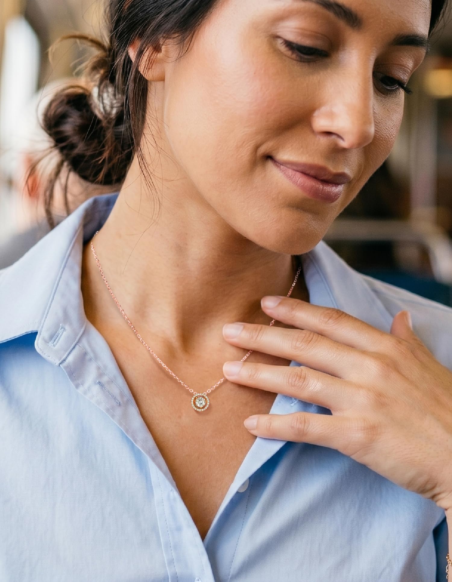 MomentWish Collar Bailarín para Mujer Plata 925, Moissanita 0,5/1 Quilate Brillante Cadena Bailarina Halo Dije Regalo de San Valentín para Mujeres