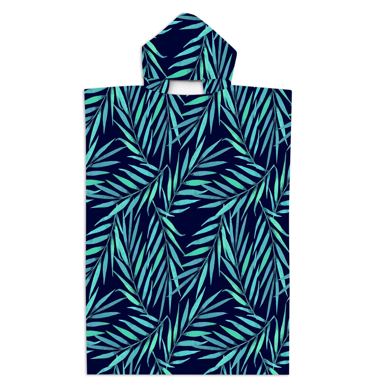 FANSU Changing Robe Towel Poncho Hooded for Kids Adults, Soft Microfiber Towel Poncho with Hood Surf Poncho Towel Robe with Snap Button for Men Women Children Swimming (70 * 90cm,Green Leaf)