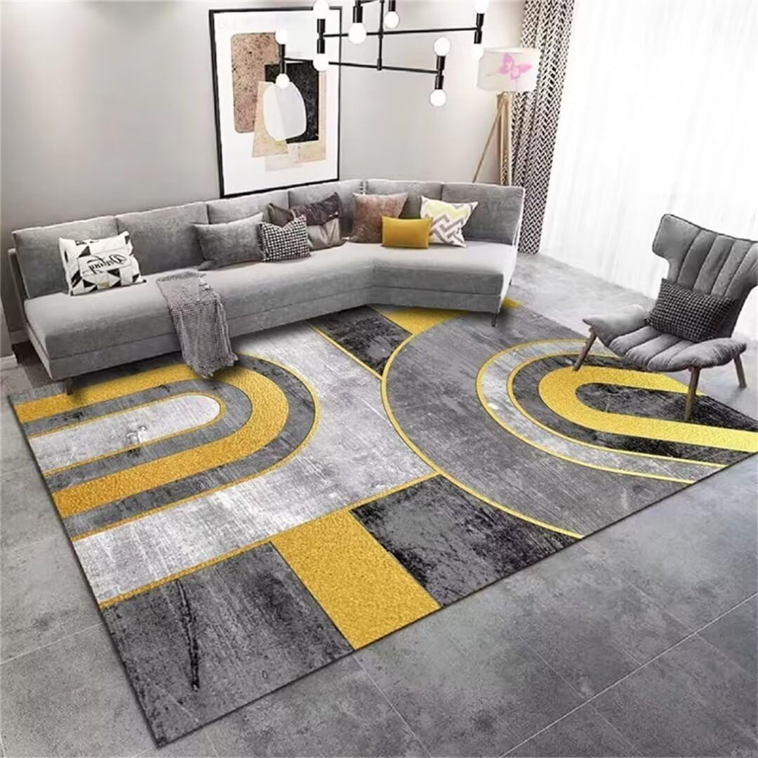 Tapis de salon grande taille 140x200cm gris moderne